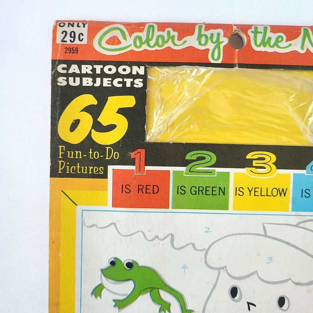 Vintage 1960s Childrens Color By The Numbers Coloring Activity Book Lowe Retro